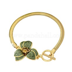 Летние пляжные браслеты из сплава желто-зеленого цвета с цветочной эмалью и плоскими цепочками-змейками для женщин FS-WGA3212-01