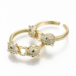 Латунные кольца из манжеты с прозрачным цирконием&nbsp;RJEW-S044-076-NF