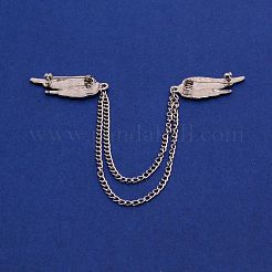 Двойное крыло с подвесной цепочкой из сплава брошь на воротник костюма&nbsp;JEWB-WH0026-01P