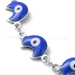 Браслет-цепочка с эмалевыми звеньями «Луна и сглаз»&nbsp;BJEW-G683-01P