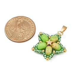 Подвески из стеклянного бисера ручной работы и синтетических окрашенных бусин императорской яшмы&nbsp;PALLOY-MZ00751-04