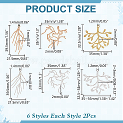 12шт 6 стиля латунные подвески&nbsp;KK-AR0001-91