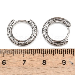 Серьги-кольца из хирургической нержавеющей стали 316 с текстурой&nbsp;EJEW-C160-10B-AS