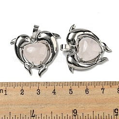 Сердечные подвески из натурального розового кварца&nbsp;G-M434-02P-25
