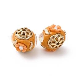 Круглые бусины из смолы ручной работы из Индонезии&nbsp;IPDL-P005-23KCG-01