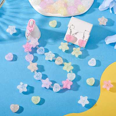 50 шт. 2 вида прозрачных акриловых бусин с эффектом кракле&nbsp;OACR-TA0003-89-1