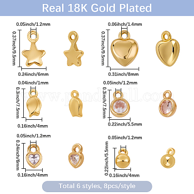 48шт 6 стиля латунные подвески&nbsp;KK-SC0007-29-1