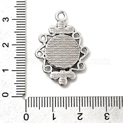 Тибетский стиль сплава цинка Подвеска Цветок кабошоны ободок сеттинги&nbsp;TIBEP-R334-247AS-RS-1