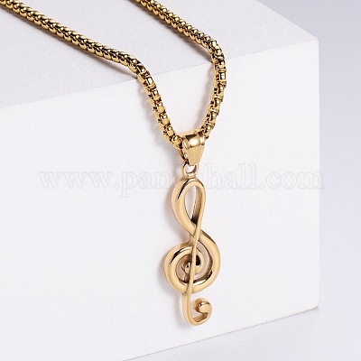 Модные ожерелья с подвеской в виде музыкальной ноты из хирургической нержавеющей стали 316 QW2847-2-1