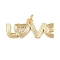 Brass Micro Pave Cubic Zirconia Pendants, Word LOVE, Cadmium Free & Lead Free, Rack Plating, Long-Lasting Plated, with Jump Ring, Real 18K Gold Plated, 11x25.5x1.5mm, Hole: 3.4mm