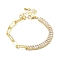 Cubic Zirconia Tennis Bracelet, Real 18K Gold Plated Rack Plating Brass Paperclip Chain Jewelry for Women, Lead Free & Cadmium Free, Long-Lasting Plated, Clear, 7 inch(17.7cm)