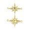 Brass Micro Pave Clear & Black Cubic Zirconia Connector Charms, Cadmium Free & Nickel Free & Lead Free, Star Links, Golden, 22x27x3.4mm, Hole: 1.5mm
