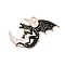 Alloy Enamel Pendants, Dragon, Golden, Moon, 24.5x32x1.2mm, Hole: 2mm