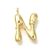 Rack Plating Brass Pendants, Cadmium Free & Lead Free, Letter A~Z Charms, Letter N, 23x15x5mm, Hole, 2mm