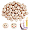 Wood Beads, Large Hole Beads, Round with Smile Face, PapayaWhip, 19~20x17.5~18mm, Hole: 4.5mm, about 100pcs/bag