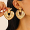 Alloy Stud Earrings, Golden, Heart, 50mm