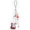 2Pcs ABS Plastic Imitation Pearl & Acrylic & Alloy Mobile Straps, Guitar, Platinum, Red, 150mm