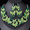 Alloy Enamel & Rhinestone Pendant Necklaces & Stud Dangle Earrings, Butterfly, Yellow Green, 19.69 inch(50cm)