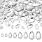 120Pcs 5 Styles Sew on Rhinestone, Glass Rhinestone, Garments Accessories, Faceted, 2-Hole Links, Plated Flat Back, Teardrop, 12~28x7~16.5x4~6mm, Hole: 1~1.2mm