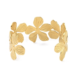 Браслеты-манжеты из нержавеющей стали 304 с цветком для женщин&nbsp;BJEW-M313-05G