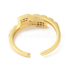 Красочные кубические циркония прямоугольные открытые кольца-манжеты&nbsp;RJEW-L106-008G