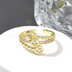 Латунные кольца из манжеты с прозрачным цирконием&nbsp;LS-RJEW-M029-02G