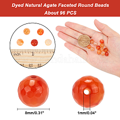 Окрашенные естественный агат граненый бисер пряди круглые&nbsp;G-AR0003-21