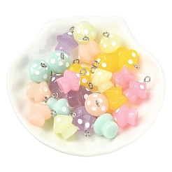 30шт 6 цвета светящиеся непрозрачные подвески из смолы&nbsp;JACR-YW0001-03