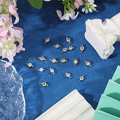 20 шт. двухцветные латунные звенья с прозрачным кубическим цирконием&nbsp;KK-CA0003-81