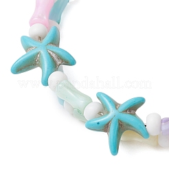 3шт синтетические бирюзовые бусины эластичные браслеты для женщин&nbsp;BJEW-JB11945