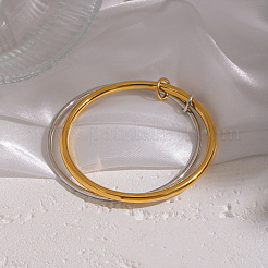 Двухслойные простые браслеты из нержавеющей стали 304 для женщин&nbsp;EC4936