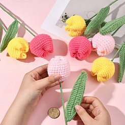 9шт 3-х цветный полиэстер с железной проволокой искусственный цветок тюльпана&nbsp;AJEW-SC0031-42A