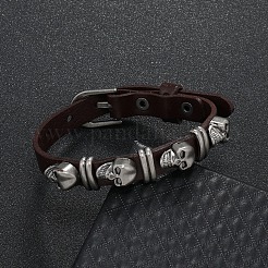 Браслет с заклепками из сплава черепа&nbsp;LS-BJEW-C037-03B