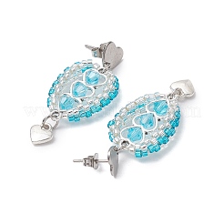 Серьги-гвоздики из нержавеющей стали 304 с ограненными биконусными стеклянными бусинами&nbsp;EJEW-WZ00437-05