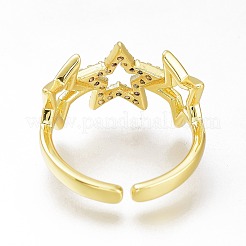 Латунные кольца из манжеты с прозрачным цирконием&nbsp;RJEW-N031-25G