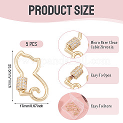 5 шт. латунные микро-паве прозрачные кубические цирконии винтовые карабины-замки&nbsp;KK-TA0003-18