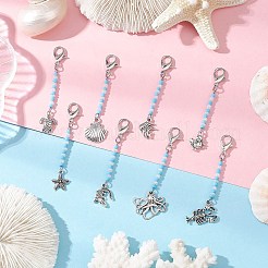 8 шт. подвесные украшения из цинкового сплава в виде морских животных&nbsp;HJEW-JM03229