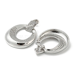 Овальные серьги-пусеты из латуни с микропаве и кубическим цирконием&nbsp;EJEW-F331-21P