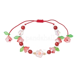 Натуральные бусины сердолика плетеные браслеты из бисера&nbsp;BJEW-MZ00167-02