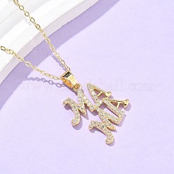 День матери латунные микропаве прозрачные кубические цирконии подвески ожерелья для женщин&nbsp;LS-NJEW-Q021-01B-G