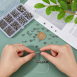 880 шт. 4 вида круглых бусин из нержавеющей стали 304 с прострочкой&nbsp;STAS-DC0015-28