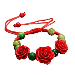 Регулируемые браслеты из бисера киновари роза&nbsp;WG3AA70-02