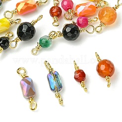 20 шт. 10-х цветные граненые подвески-соединители из натурального агата&nbsp;KK-FS0001-92