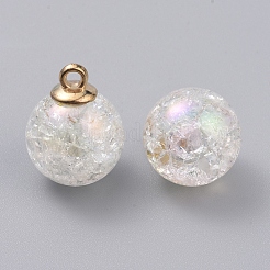 Акриловые подвески с прозрачным кракелем цвета Bubblegum ab&nbsp;GLAA-TAC0002-D09