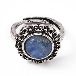 Цветочные регулируемые кольца из натурального кианита&nbsp;RJEW-E067-08AS-02