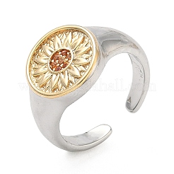 Латунные кольца из манжеты с прозрачным цирконием&nbsp;RJEW-G364-01GP-02