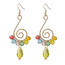 Серьги-подвески из стекла с вихревой спиралью&nbsp;EJEW-JE06861