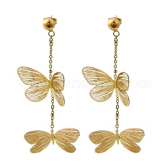 Серьги-гвоздики с кисточками из нержавеющей стали 304&nbsp;EJEW-D308-11G