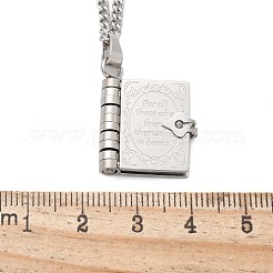 Ожерелья с подвеской в виде книги из нержавеющей стали 304 для женщин&nbsp;LS-NJEW-U037-01A-P