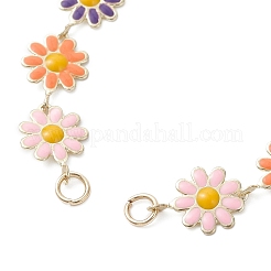 3 шт. браслет-цепочка с цветочным узором из латуни двух цветов с эмалью&nbsp;AJEW-JB01439